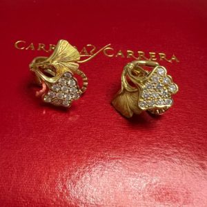Золотые серьги Carrera y Carrera 750 пробы с бриллиантами в отличном состоянии